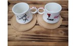 Çiftlere Özel 2 Kişilik Aşk Temalı Kahve Fincanı Takımı Peluş Kalp Hediyeli